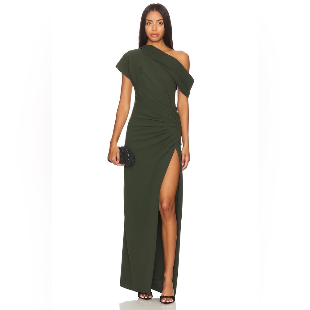 SIMKHAI by Jonathan Simkhai Kally Draped Midi Dress in Everest NWT Size 2
